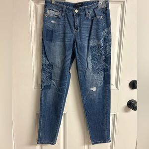 WHBM Patchwork Distressed Girlfriend Ankle Jean 2